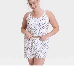 wild fable White and Navy Floral Tank & Short Sleep Set